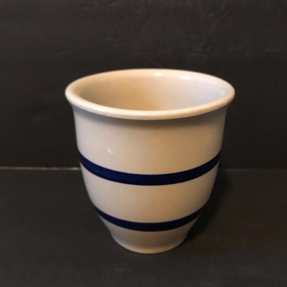Vtg Robinson Ransbottom Roseville Kitchen Crock Blue Stripe 1 Qt Jar  Stoneware